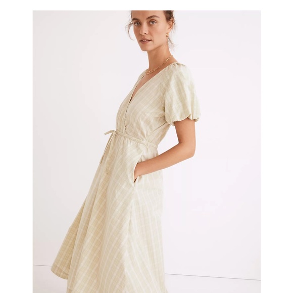 NWT Madewell Plaid Tie-Waist Midi Dress - Picture 2 of 6
